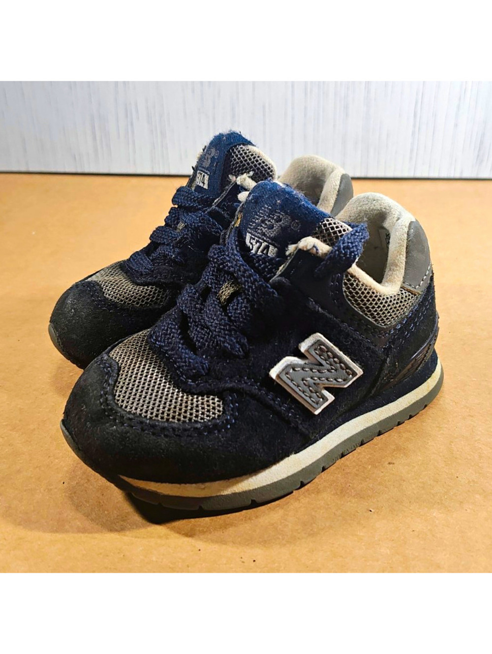 New Balance 574 Toddler Sneakers Blue/Gray Suede Mesh Lace-Up W US 4